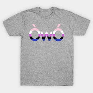 ÒwÓ Genderfluid angry owo pride emoticon T-Shirt